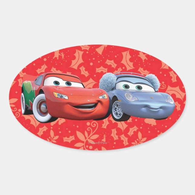 Sticker Ovale Lightning McQueen & Sally (Devant)