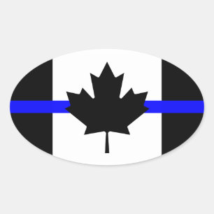 Sticker Ovale Ligne bleue mince - version Canada