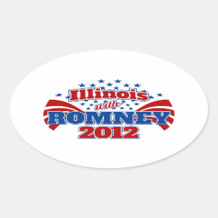 Sticker Ovale L'Illinois avec Romney 2012