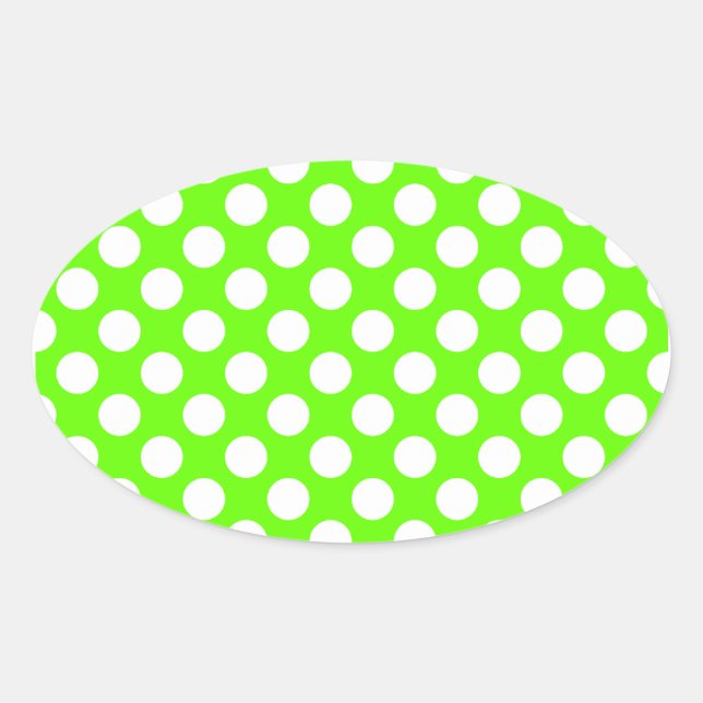 Sticker Ovale Lime Green et Pois blancs (Devant)