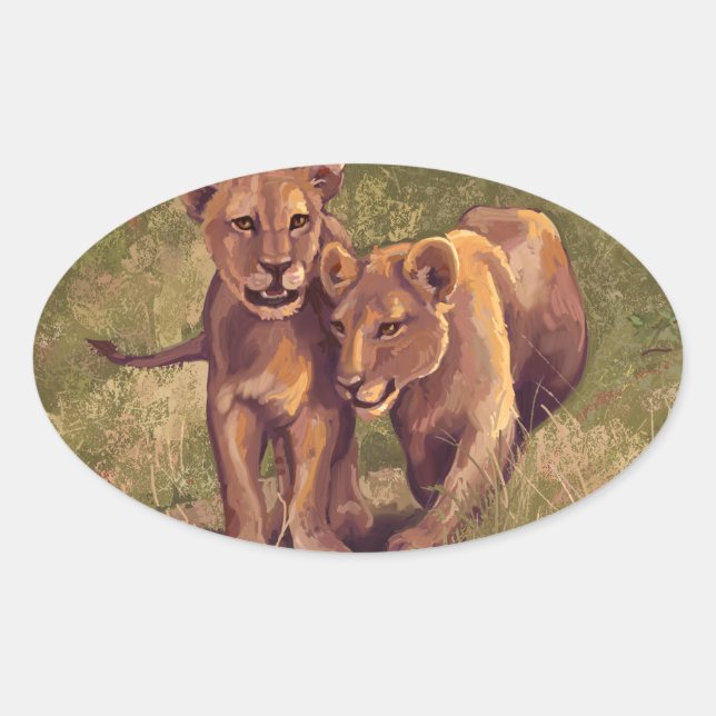 Sticker Ovale Lion Cubs (Devant)