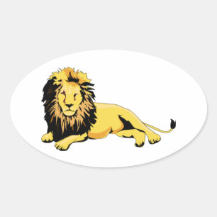 Sticker Ovale Lion d'or allongé