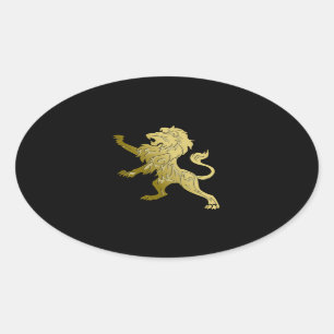 Sticker Ovale Lion royal d'or noir