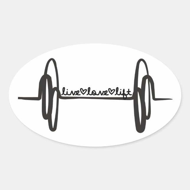 Sticker Ovale Live Love Lift Bar Noir (Devant)