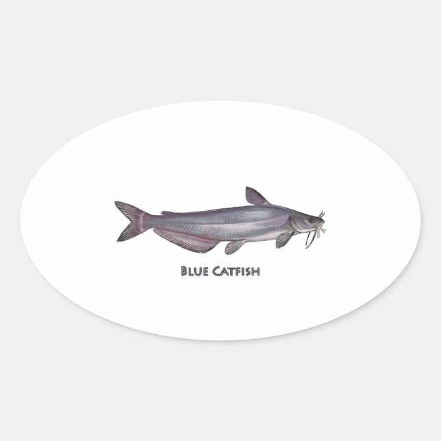 Sticker Ovale Logo de poisson bleu (Devant)