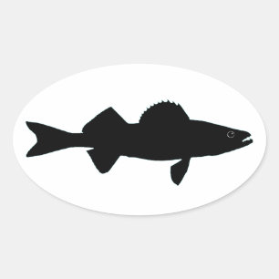 Sticker Ovale Logo de Walleye noir et blanc