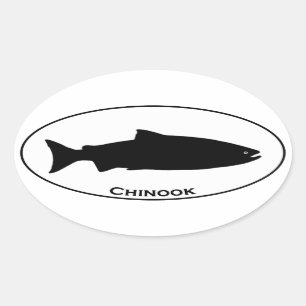 Sticker Ovale Logo d'ovale de saumon chinook