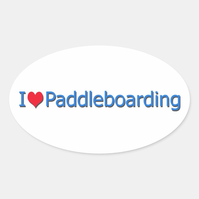 Sticker Ovale Logo "I Heart Paddleboard" (Devant)