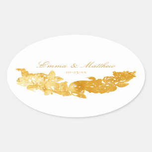 Sticker Ovale Logo Mariage doré de l'ornement baroque