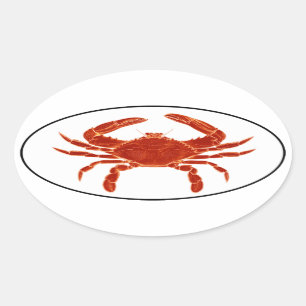 Sticker Ovale Logo ovale d'autocollant style atlantique de crabe