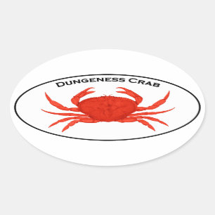 Sticker Ovale Logo ovale du crabe rouge Dungeness