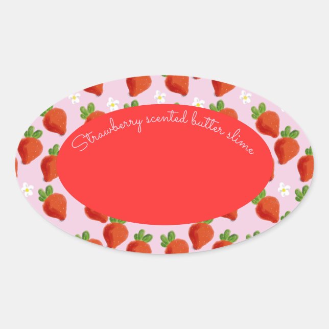 Sticker Ovale logo personnalisable fraise slime (Devant)