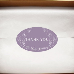 Sticker Ovale Logo Purple Minimal Femmes Soins du corps Merci