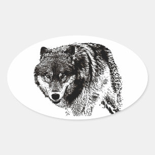 Sticker Ovale Loup sauvage