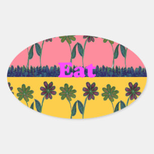 Sticker Ovale Love Eat Play Art Print