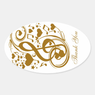 Sticker Ovale Love & Joy-Or