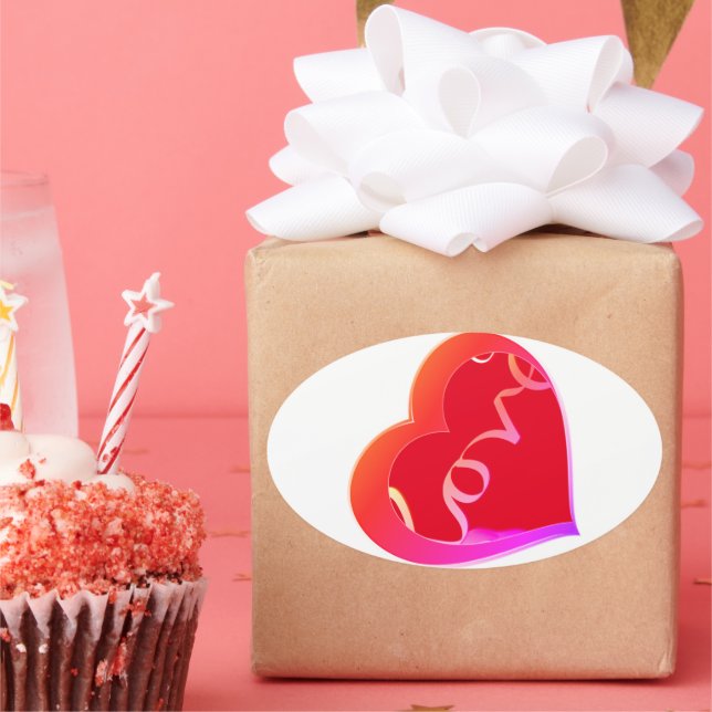 Sticker ovale Love Red Heart (Fête)