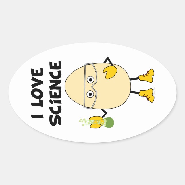 Sticker Ovale Love Science (Devant)