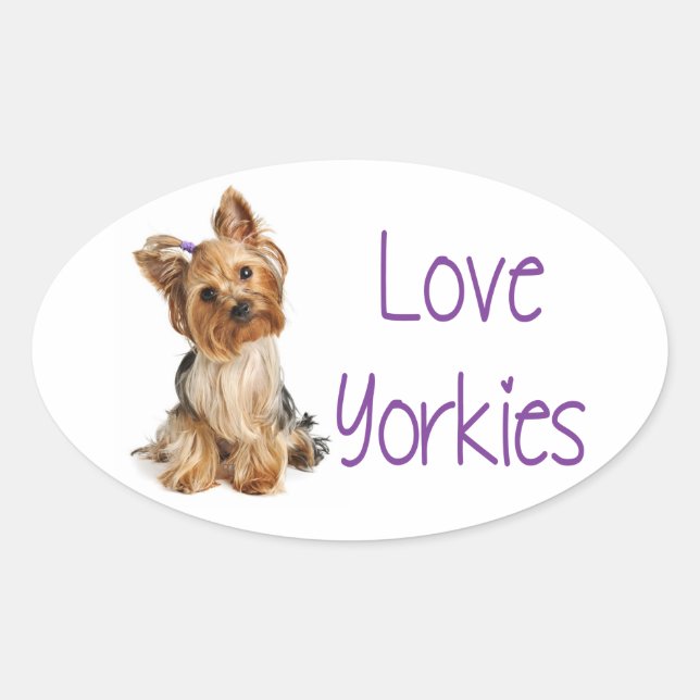 Sticker Ovale Love Yorkies Yorkshire Terrier Chien Chien Chien S (Devant)