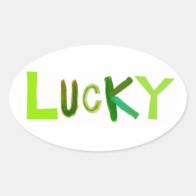 Sticker Ovale Lucky spécial vert irlandais amusant mot art uniqu (Devant)