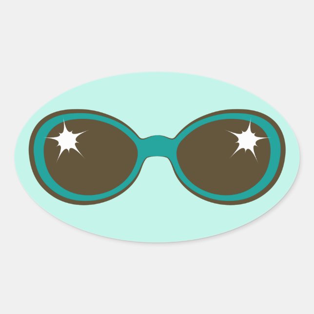Sticker Ovale Lunettes de soleil rétro Turquoise (Devant)