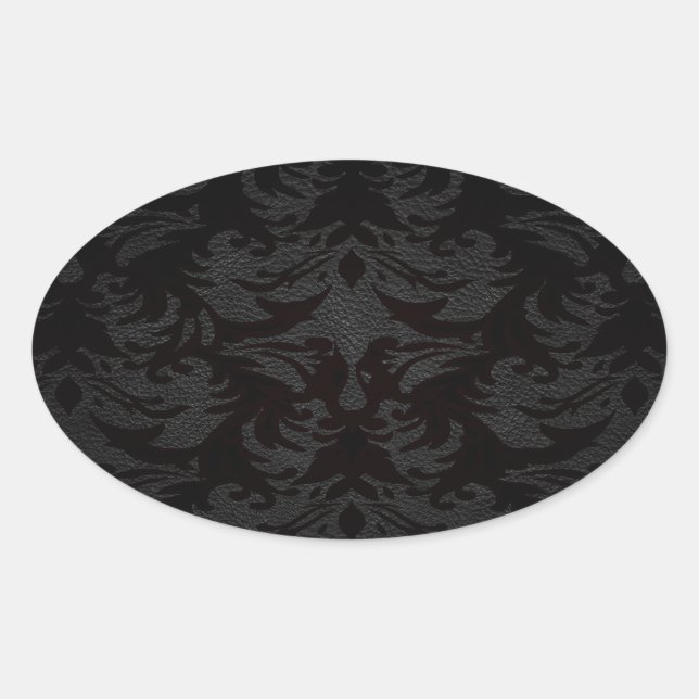 Sticker Ovale luxe cuir look damassé (Devant)