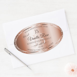 Sticker Ovale Luxe Rose Gold Parties scintillant Initiales Produ