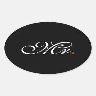 Sticker Ovale M. Mari A Groom Ses Hers Nouvelles Mauvaises Maiso