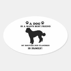 Sticker Ovale Ma famille Bouvier des Flandres, votre chien peut 