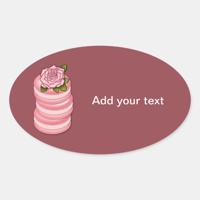 Sticker Ovale Macarons roses (Devant)