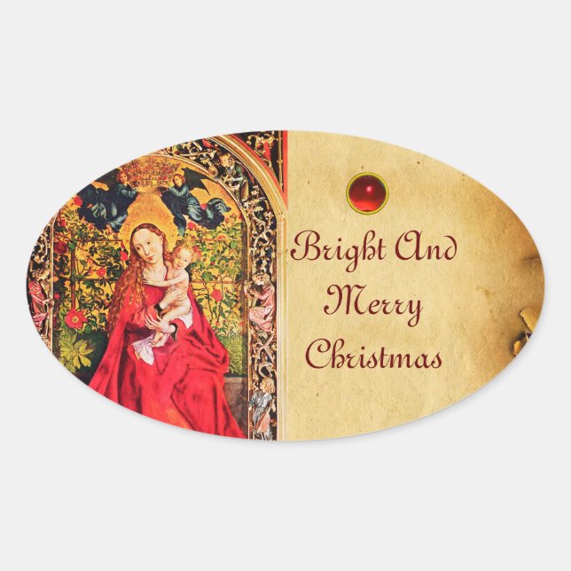 STICKER OVALE MADONNA DU PARCHEMENT ROSE BOWER (Devant)