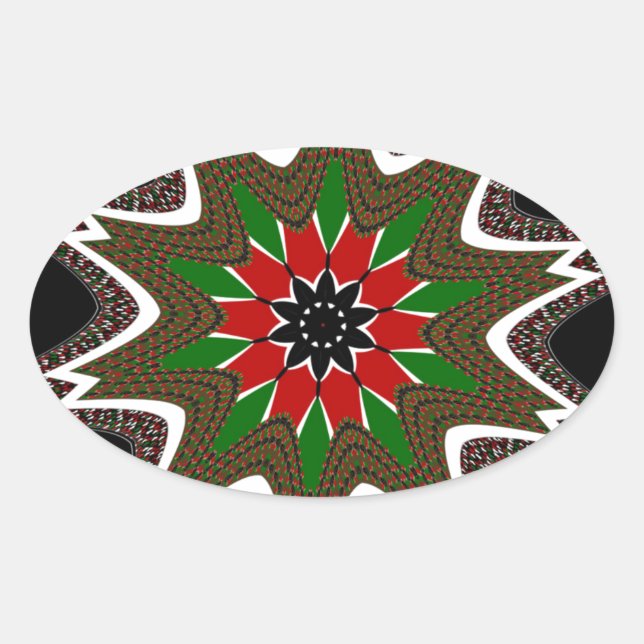 Sticker Ovale Magnifique Motif Culturel Kenya Géométrique (Devant)