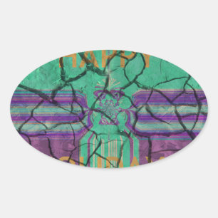 Sticker Ovale Magnifique rustique fissuré boue amour guérit art