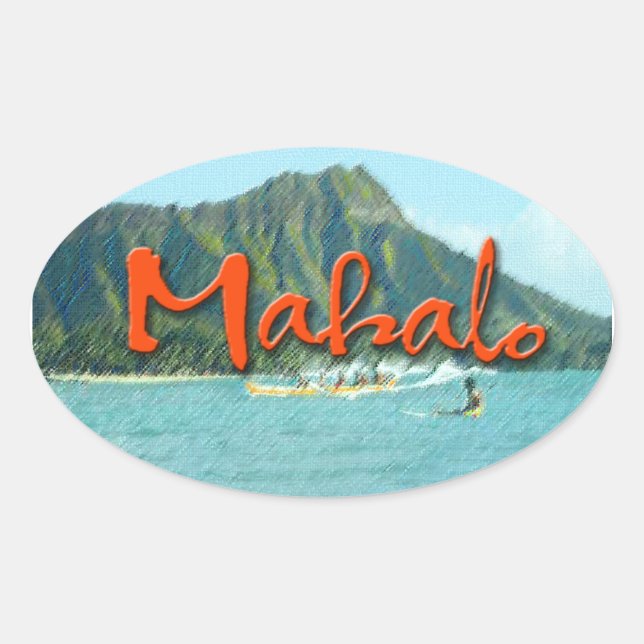 Sticker Ovale Mahalo Diamond Head (Devant)