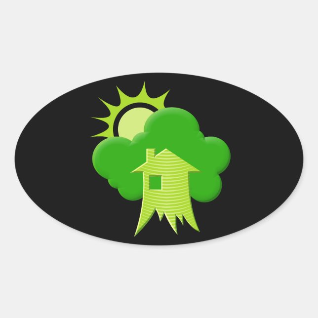Sticker Ovale Maison verte (Devant)