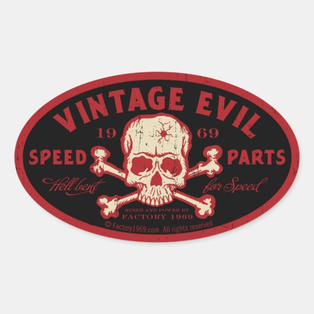 Sticker Ovale Mal vintage 016A (Devant)