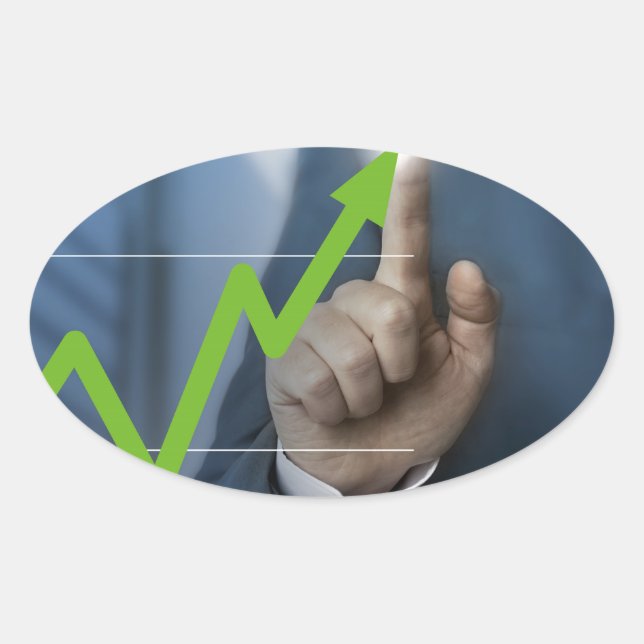 Sticker Ovale Man showing stock price touchscreen concept (Devant)