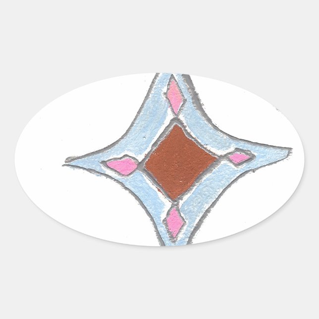 Sticker Ovale Mandala Oil Peinture Art Imprimer (Devant)