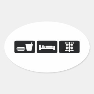 Sticker Ovale Mangez la course de dragsters de sommeil