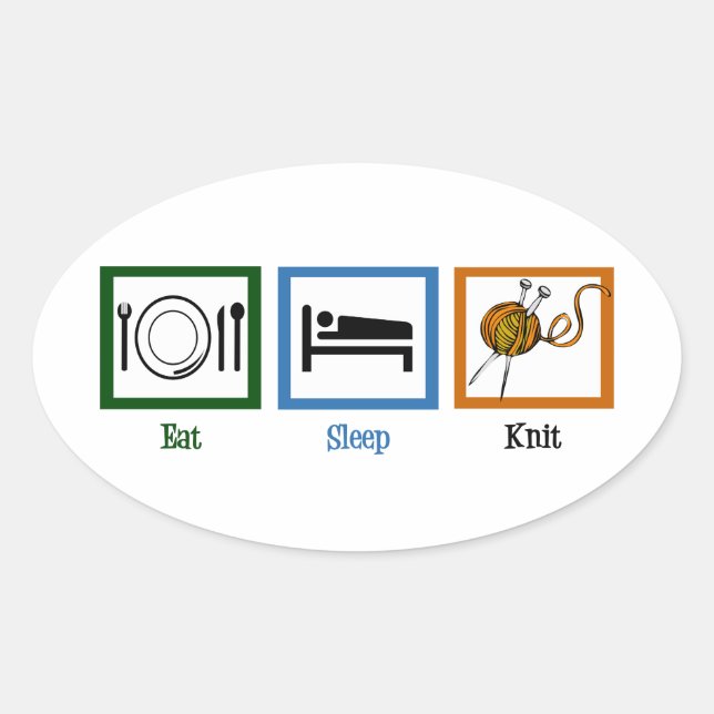 Sticker Ovale Mangez le Knit de sommeil (Devant)