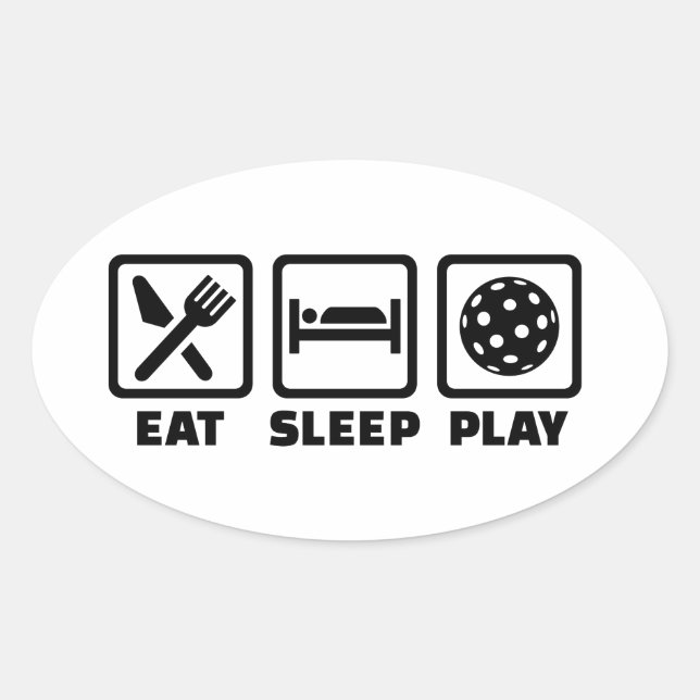 Sticker Ovale Mangez Le Sommeil Jouer Au Flotball (Devant)