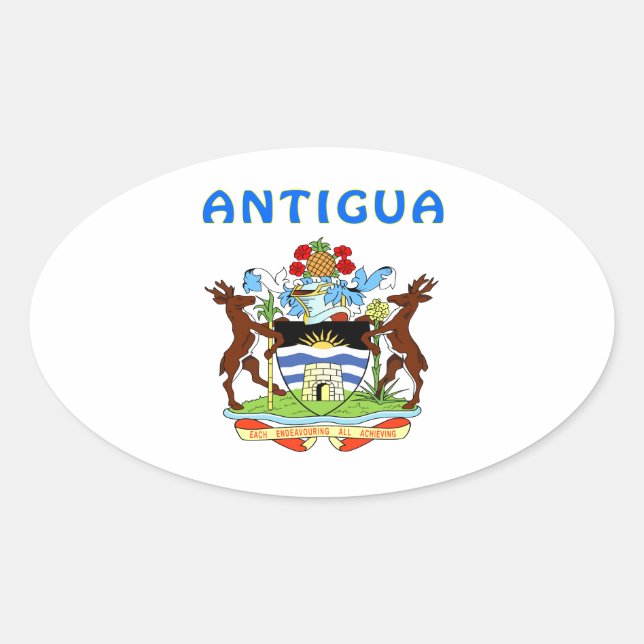 Sticker Ovale Manteau de l'Antigua des bras (Devant)
