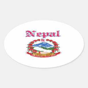 Sticker Ovale Manteau du Népal des conceptions de bras