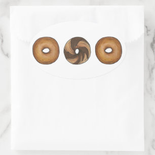 Sticker Ovale Marbre Rye Plaque Bagels Petit Déjeuner Brunch NYC