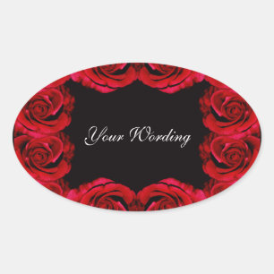 Sticker Ovale Mariage de fleurs de rose rouge