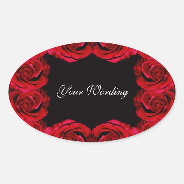 Sticker Ovale Mariage de fleurs de rose rouge (Devant)