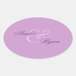Sticker Ovale Mariage d'enveloppe violet