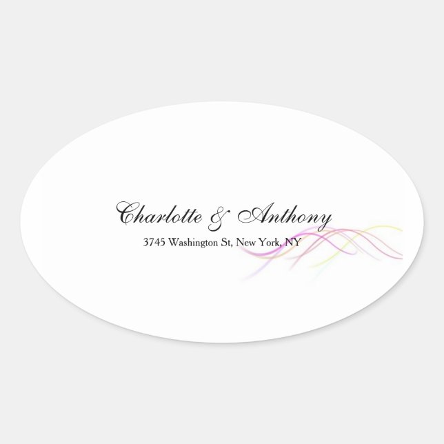 Sticker Ovale Mariage Élégant Créatif Courbes Abstraites Blanche (Devant)