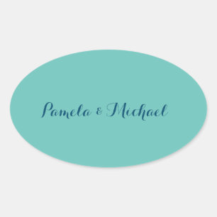 Sticker Ovale Mariage Élégant minimaliste classique bleu