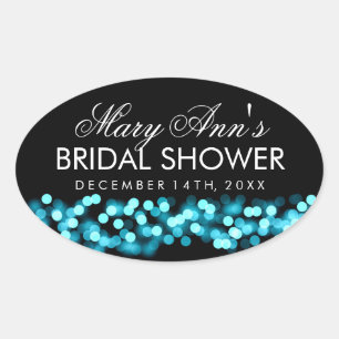 Sticker Ovale Mariage Favor Tag Turquoise Hollywood Glam